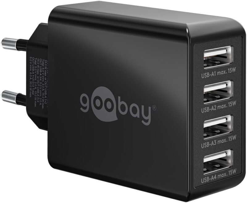 Product thumbnail USB-A Multipoort lader 30W | zwart | 4x USB-A