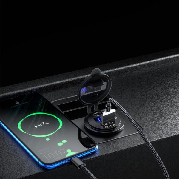 USB-A QC3.0 en USB-C PD AUTOLADER INBOUW (12-24 VDC IN, 5V/3A, 9V/2A, 12V/1.5A UIT) - Afbeelding 7