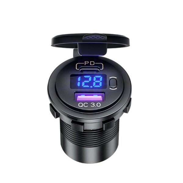 USB-A QC3.0 en USB-C PD AUTOLADER INBOUW (12-24 VDC IN, 5V/3A, 9V/2A, 12V/1.5A UIT) - Afbeelding 4
