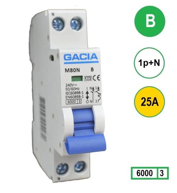 Gacia Installatieautomaat B25 1P+N 16A B kar.