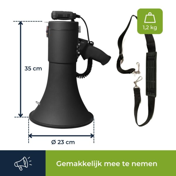MEGAFOON 50W BLUETOOTH ZWART RECORD SIRENE MICROFOON - Afbeelding 3