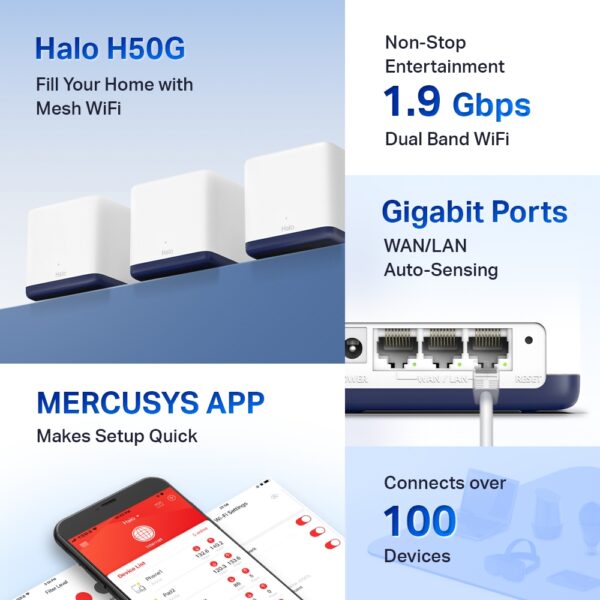 Mercusys Halo H50G AC1900 Home Mesh Wi-Fi Systeem - Afbeelding 7