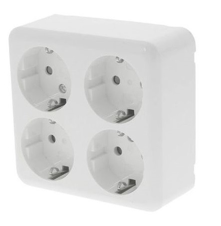 Product thumbnail Opbouw viervoudige wandcontactdoos met randaarde wit