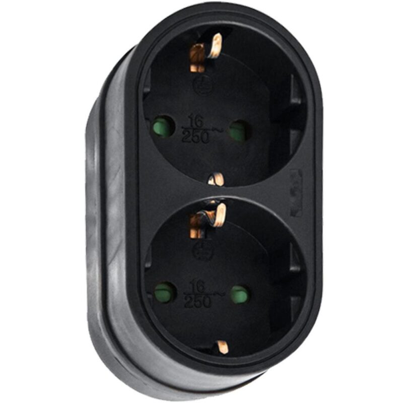 Product thumbnail Verdeelstekker 2x randaarde verticaal zwart