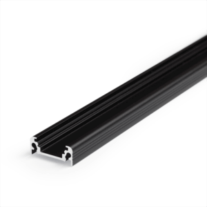 ZWART ALUMINIUM PROFIEL 24MM VOOR LEDSTRIPS - MET DONKERE DIFFUSORKAP - 2 meter