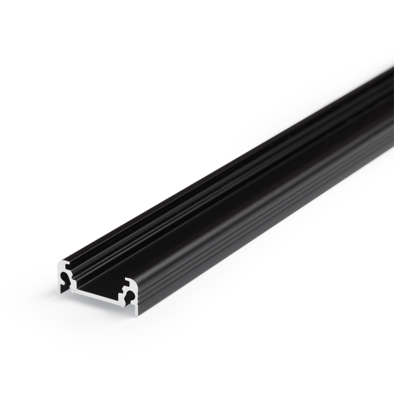 Product thumbnail ZWART ALUMINIUM PROFIEL 24MM VOOR LEDSTRIPS - MET DONKERE DIFFUSORKAP - 2 meter