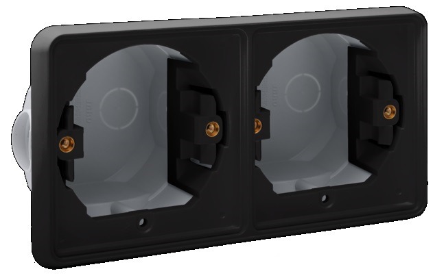 Product thumbnail Niko Hydro Zwart Inbouwdoos 2V Horizontaal