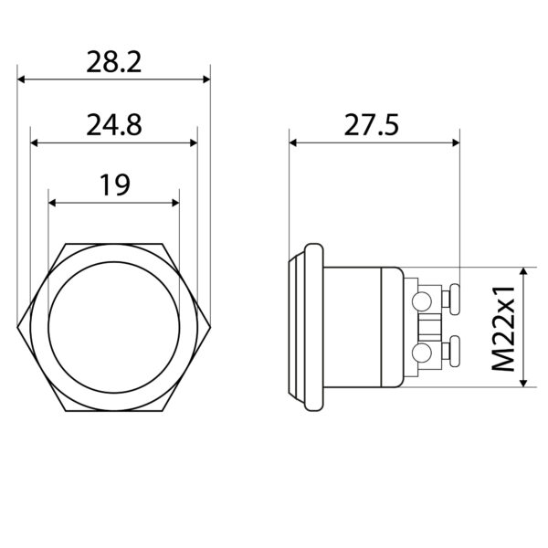 LED 6-24V INDICATIELAMP GROEN IP67 22mm - Afbeelding 3