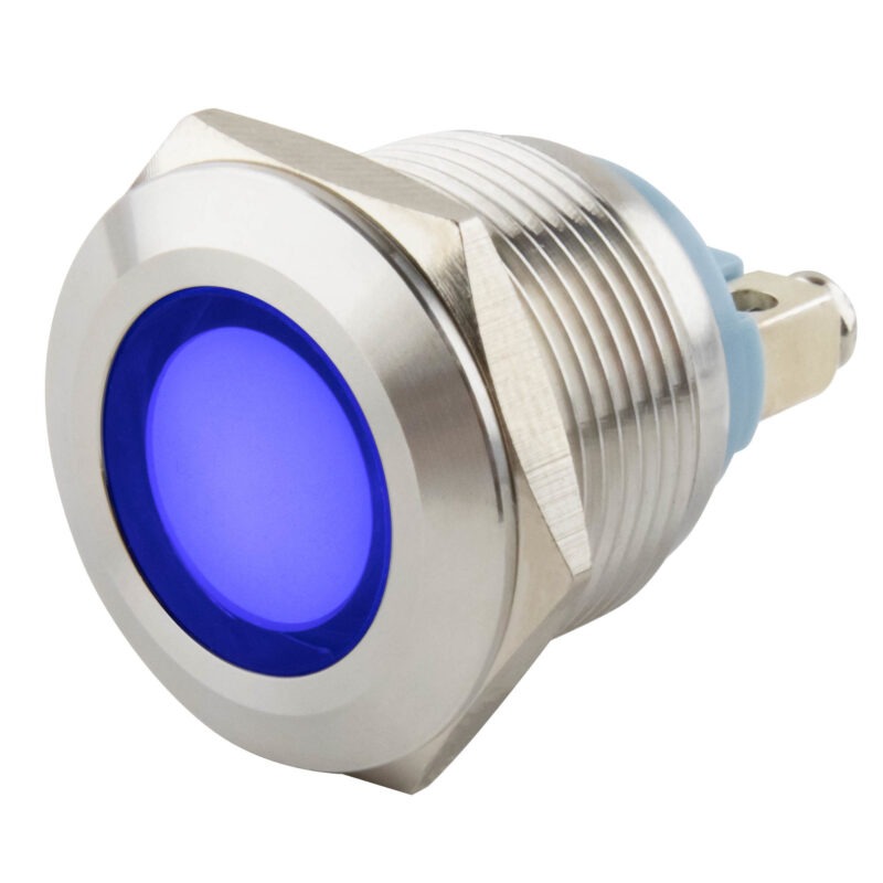 Product thumbnail LED 6-24V INDICATIELAMP BLAUW IP67 19mm
