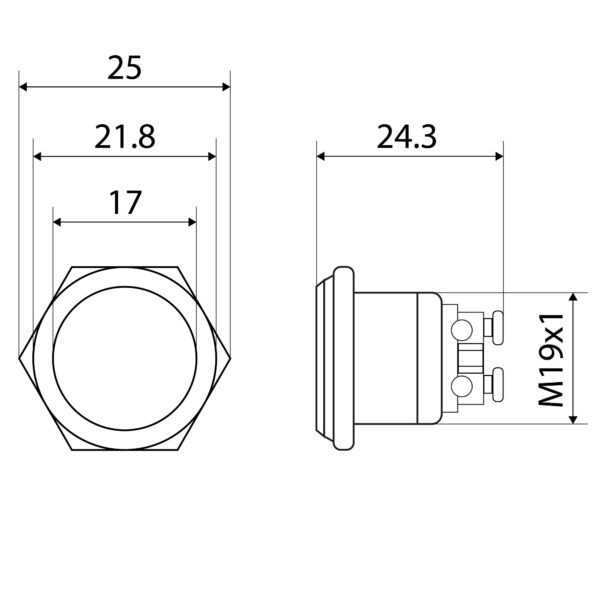 LED 6-24V INDICATIELAMP GROEN IP67 19mm - Afbeelding 2