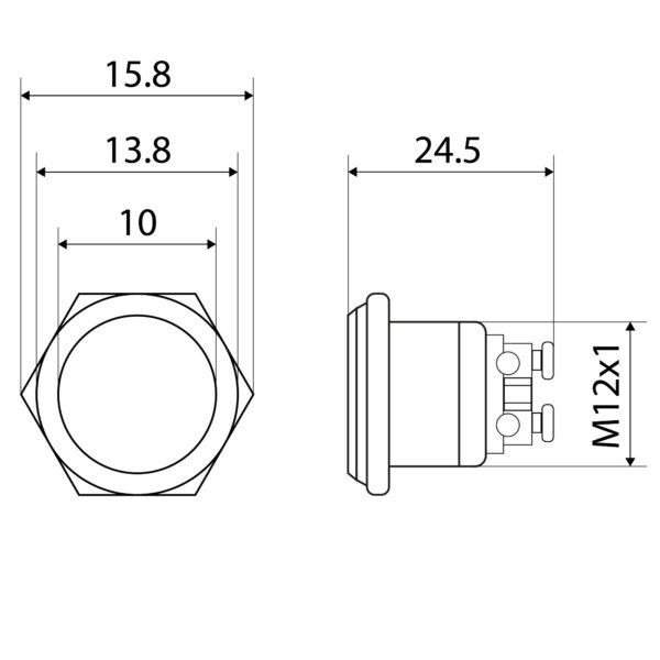 LED 6-24V INDICATIELAMP GROEN IP67 12mm - Afbeelding 2
