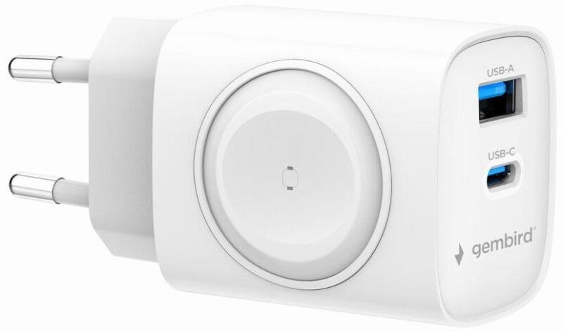 Product thumbnail Gembird USB + USB-C Snellader 20W met Apple Watch Lader Wit