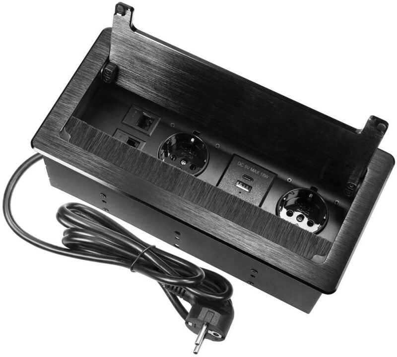 Product thumbnail 2-VOUDIGE INBOUW STEKKERDOOS + USB-A EN USB-C 5V 18W + 2X RJ45