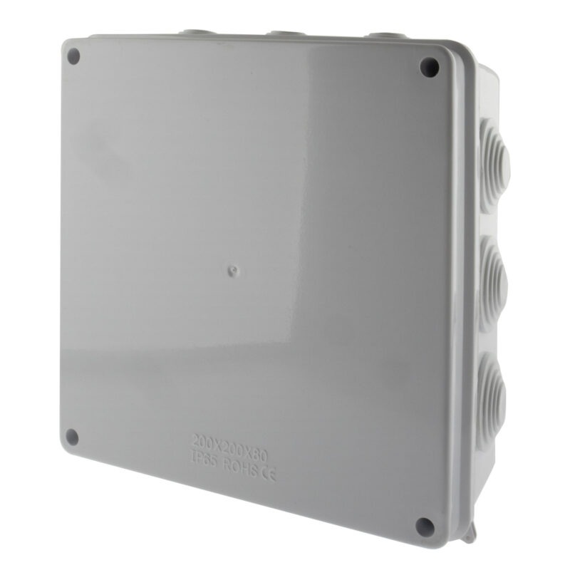 Product thumbnail ABS behuizing wit met 12 invoeren 200 x 200 x 80 mm IP65