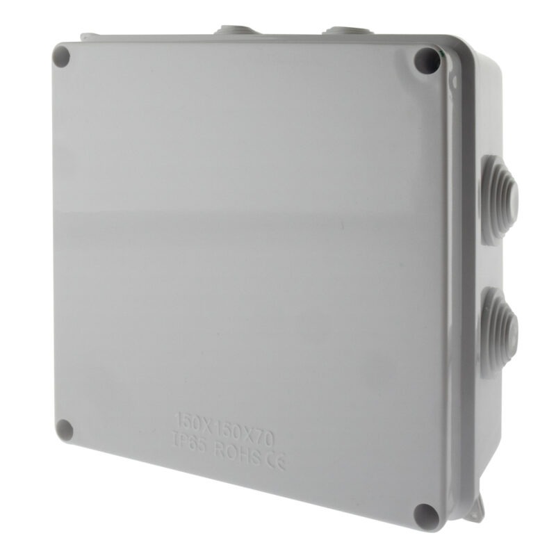 Product thumbnail ABS behuizing wit met 8 invoeren 150 x 150 x 70 mm IP65
