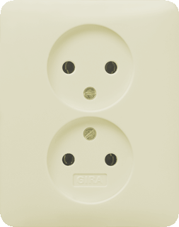 Product thumbnail Gira ST55 wandcontactdoos 2-voudig zonder randaarde crème wit glans