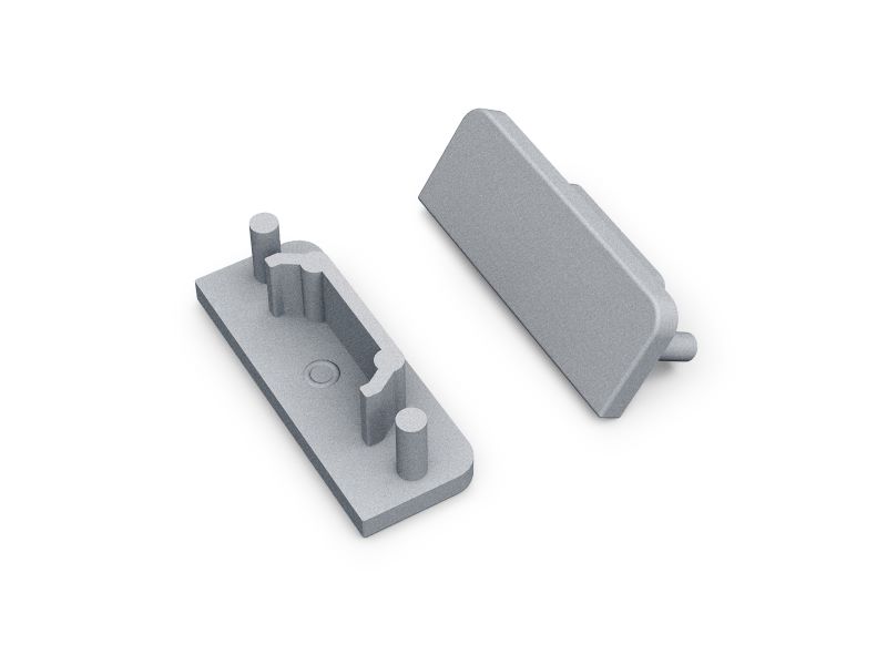 Product thumbnail ALUMINIUMKLEURIG EINDSTUK VOOR LEDSTRIP PROFIEL 24MM ZONDER KABEL-OPENING
