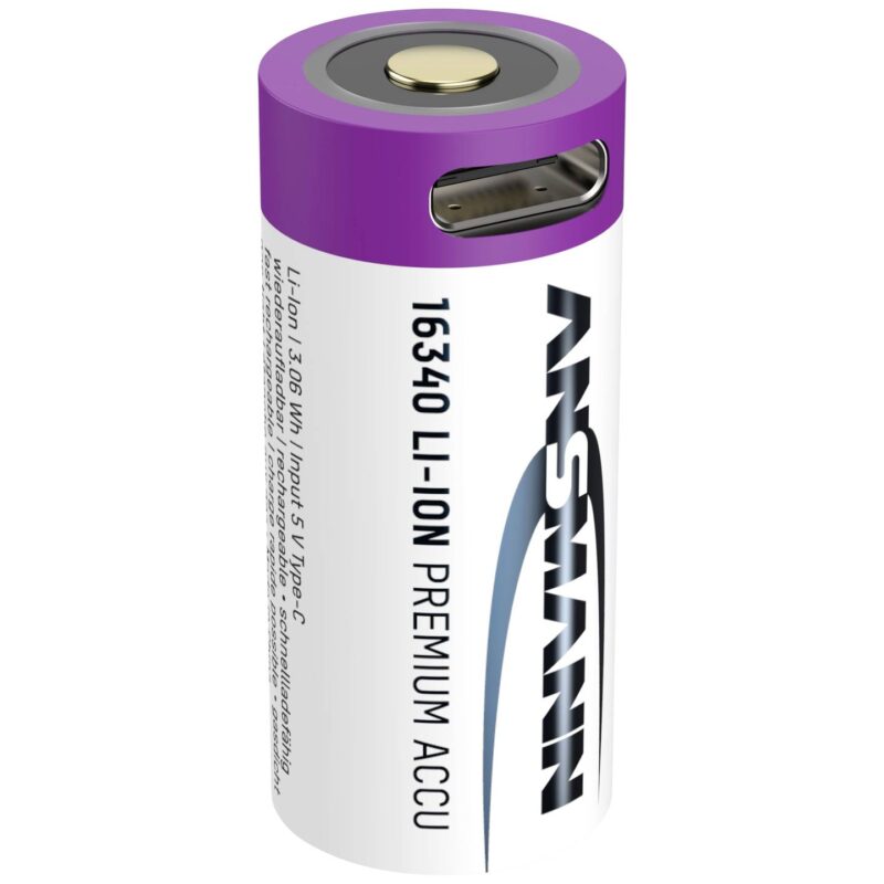 Product thumbnail ANSMANN LI-ION 16340 3.6V 850mAh VIA USB-C HERLAADBAAR