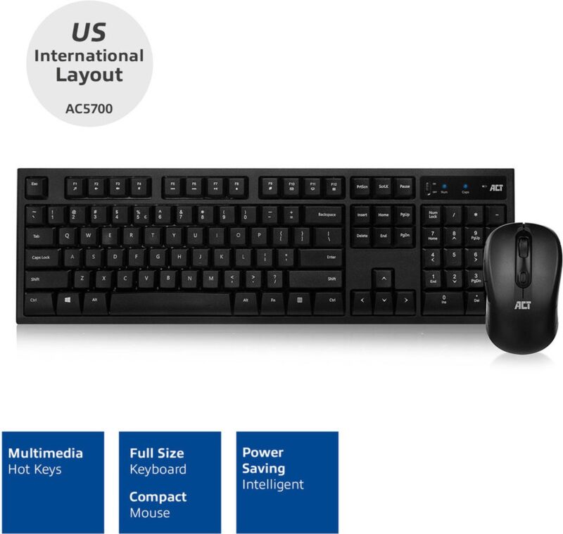Product thumbnail ACT AC5700 Draadloos Toetsenbord en Muis QWERTY