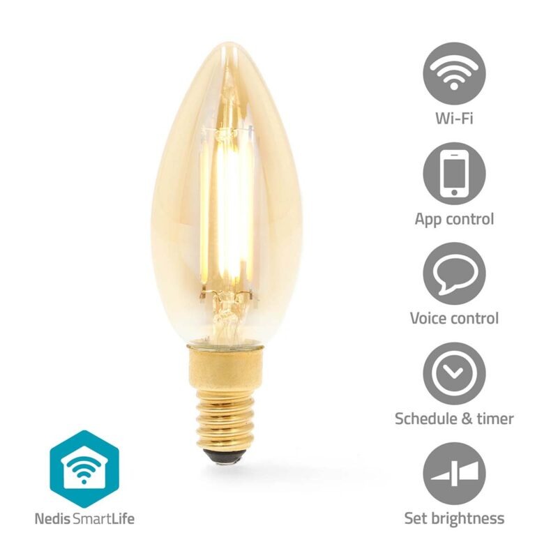 Product thumbnail SmartLife LED Kaars | Wi-Fi | E14 | 470 lm | 4.9 W | Goud Warm Wit | 1800K - 3000K