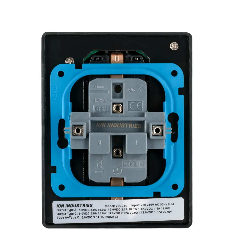 ION | Wandcontactdoos met randaarde | Tweevoudig | V1/D1 | Mat Zwart - Afbeelding 2