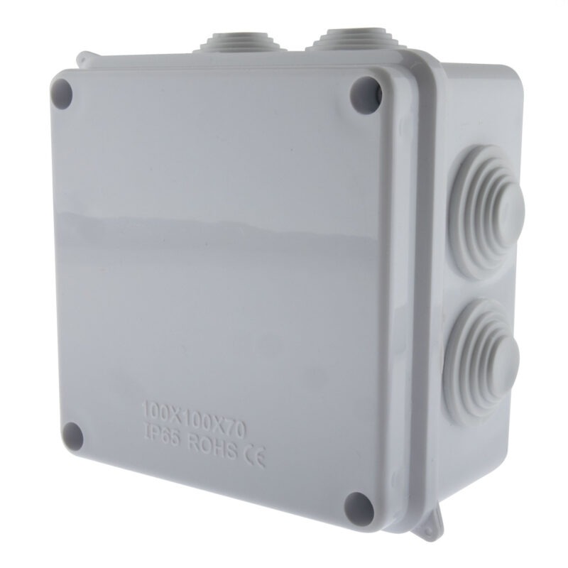 Product thumbnail ABS behuizing wit met 7 invoeren 100 x 100 x 70 mm IP65