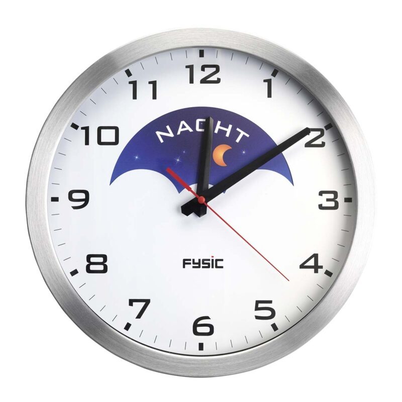 Product thumbnail FYSIC | WANDKLOK | 30CM | DAG/NACHT AANDUIDING | RVS RAND