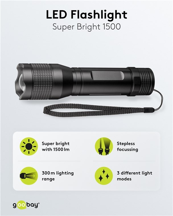 Goobay | Super Bright 1500 Zaklamp | 20W | 1500 lm | 3 Lichtstanden - Afbeelding 5