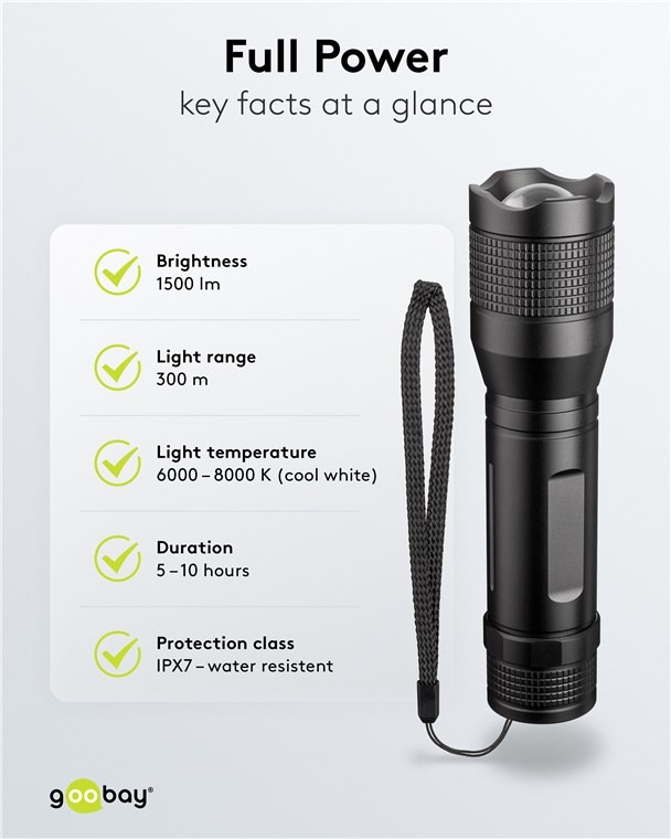 Goobay | Super Bright 1500 Zaklamp | 20W | 1500 lm | 3 Lichtstanden - Afbeelding 2