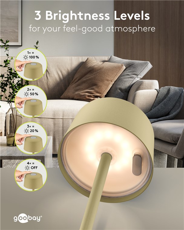 LED Tafellamp oplaadbaar 2W 3000K touch 25cm beige - Afbeelding 2