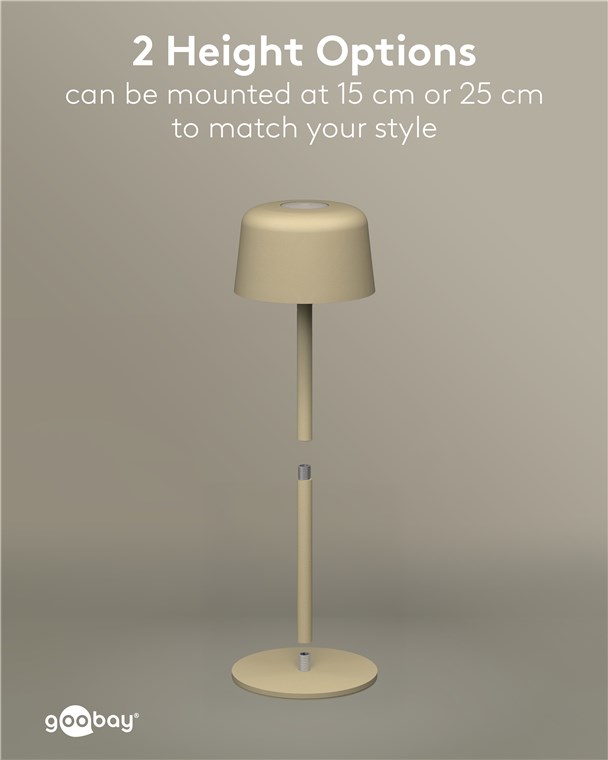 LED Tafellamp oplaadbaar 2W 3000K touch 25cm beige - Afbeelding 3