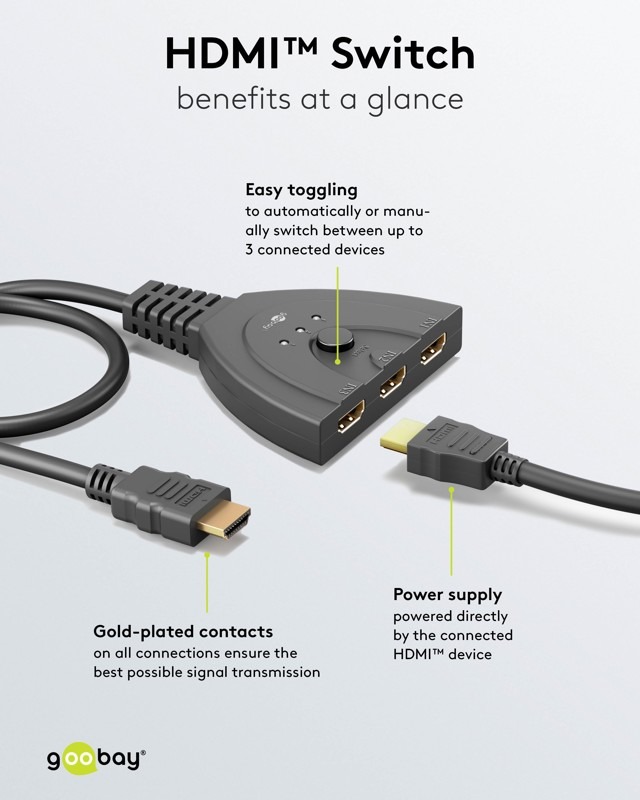 HDMI-Switch | 3 poort(en) | 1 x HDMI Output / 3x HDMI Input | 4K@30Hz - Afbeelding 4