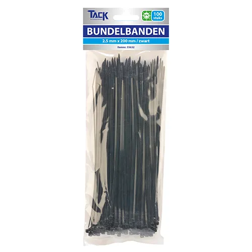 Product thumbnail HQ Bundelbanden | 2.5 x 200mm | 100 stuks | UV-bestendig | Zwart