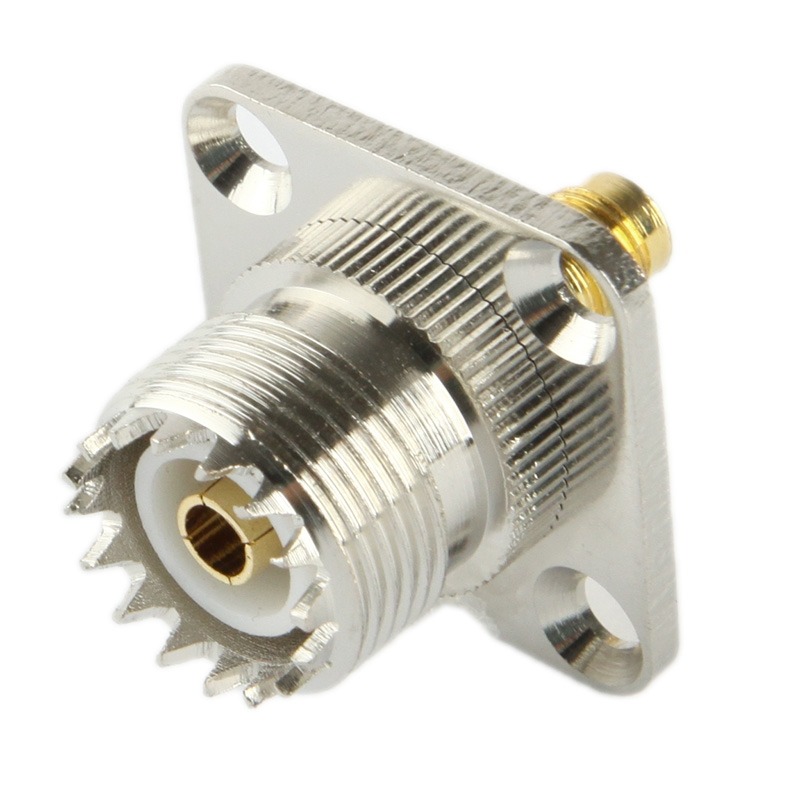 Product thumbnail PL259 CHASSIS FEMALE VIERKANT TO SMA FEMALE
