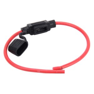 IN-LINE ZEKERINGHOUDER VOOR MINI ATC-ZEKERINGEN - WATERBESTENDIG - zwarte houder / rode kabel