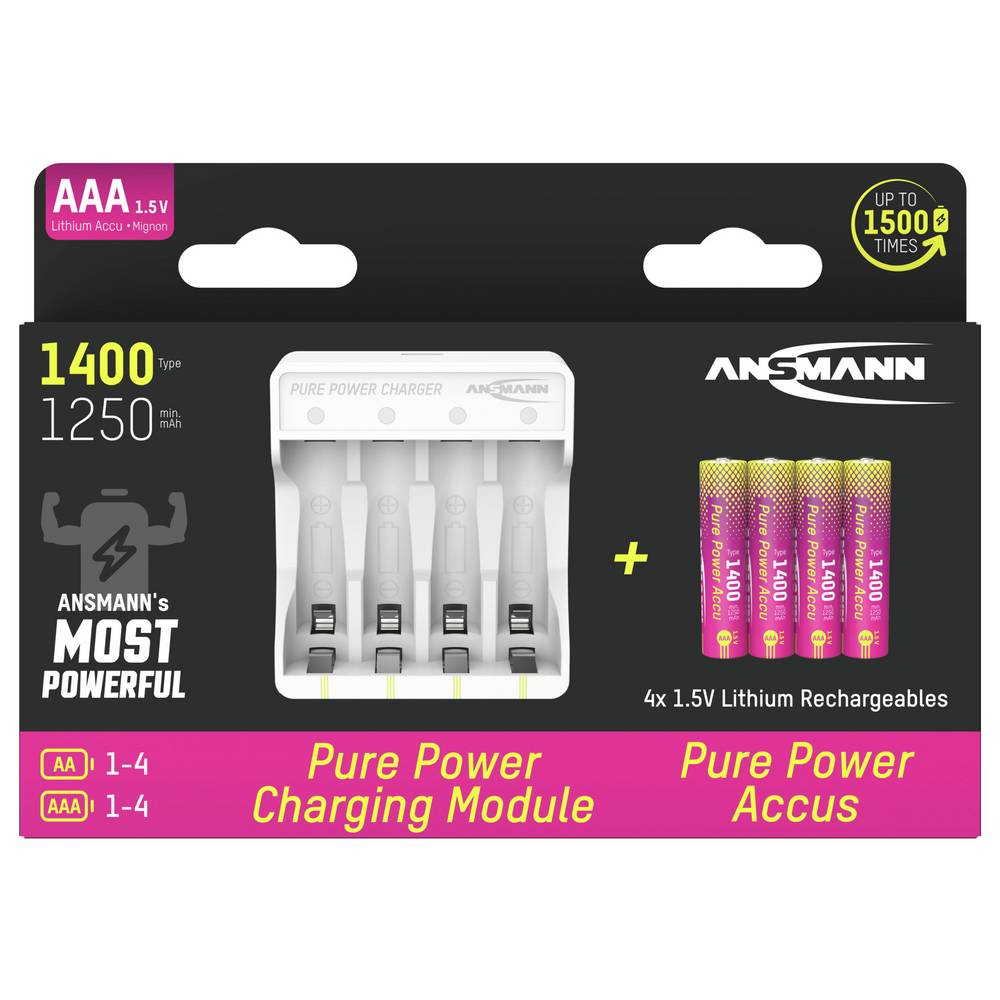ANSMANN PURE POWER LADER INCL. 4× AAA LITHIUM 1400MAH - Afbeelding 3