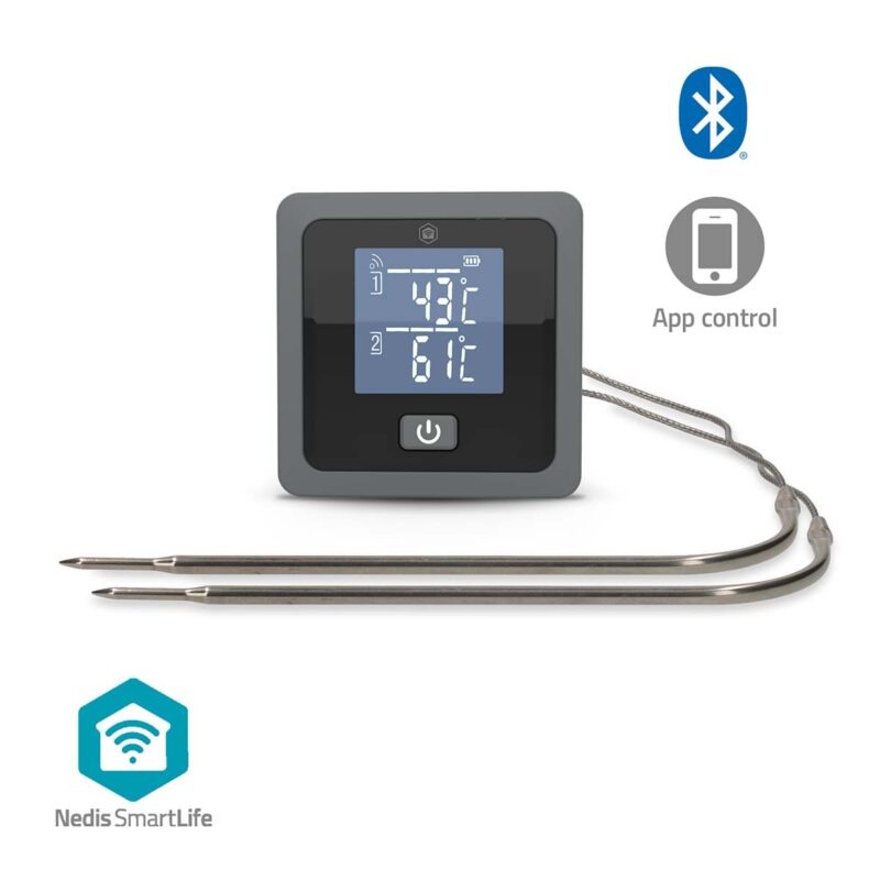 Product thumbnail SmartLife | Vlees thermometer | Bluetooth | 2 Probes | Zwart