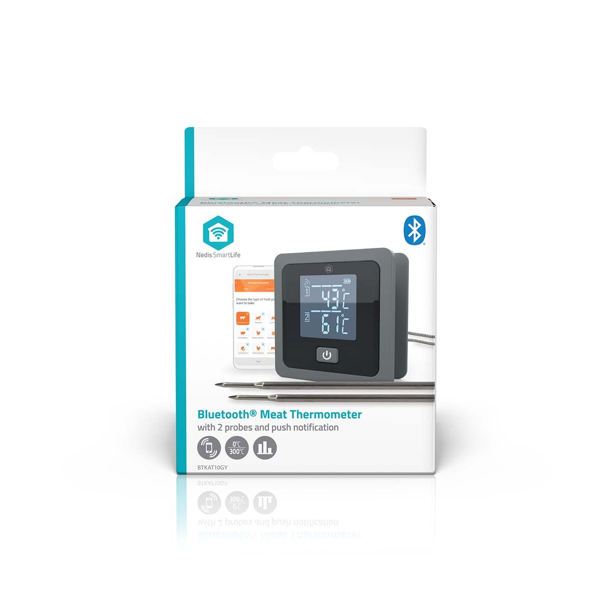 SmartLife | Vlees thermometer | Bluetooth | 2 Probes | Zwart - Afbeelding 2