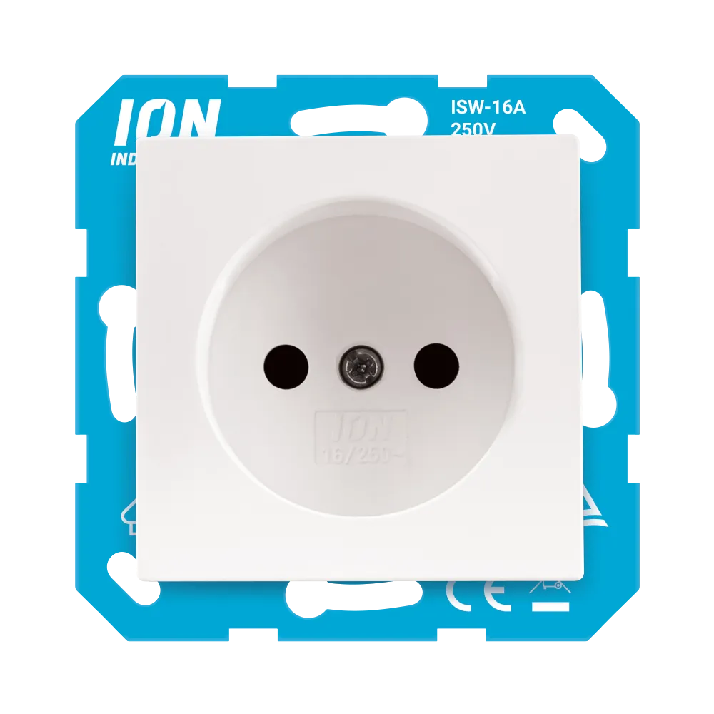 ION | Wandcontactdoos met kinderbeveiliging zonder randaarde | D1/J1/V1 | Glanzend Wit