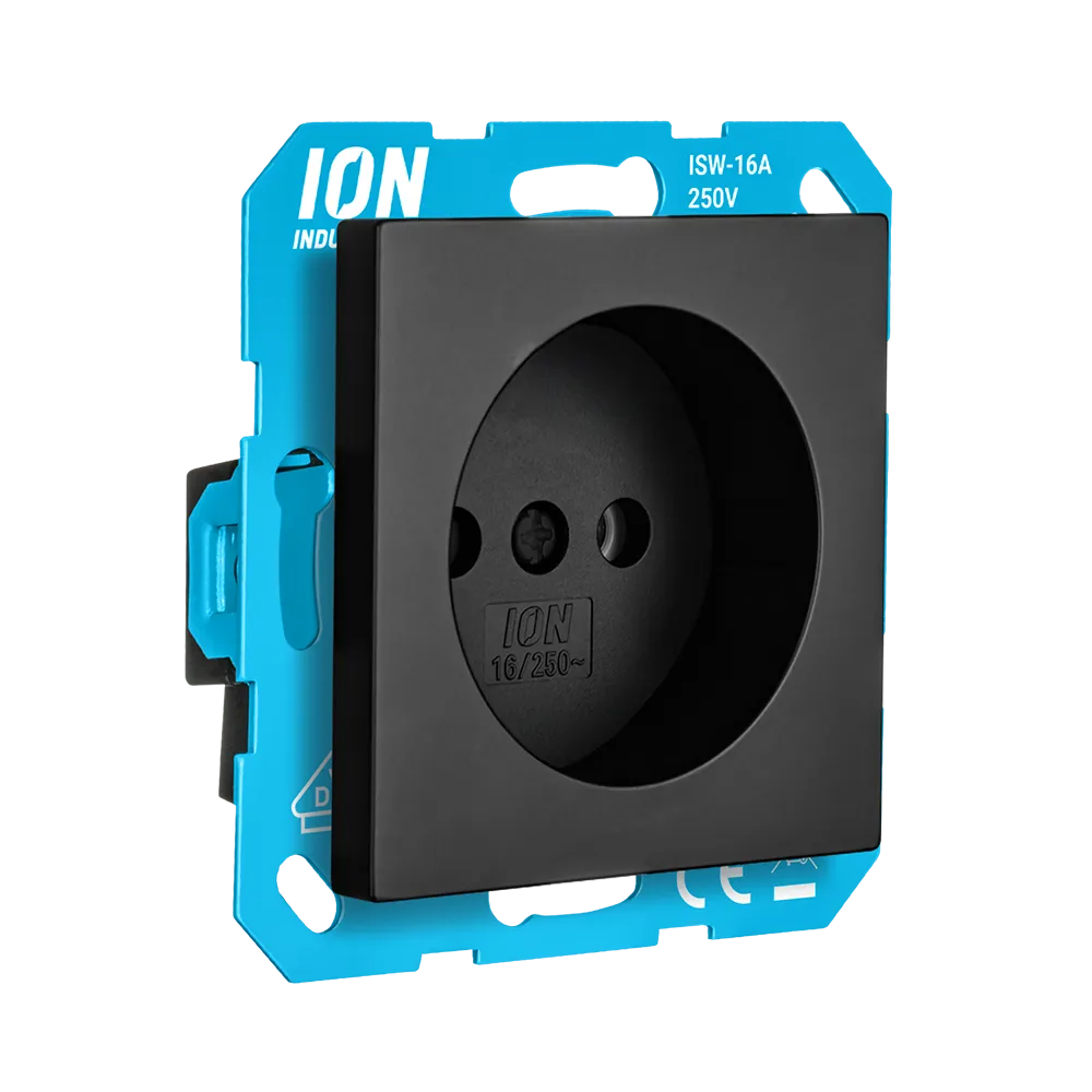 ION | Wandcontactdoos met kinderbeveiliging zonder randaarde | V1/D1 | Mat Zwart - Afbeelding 3