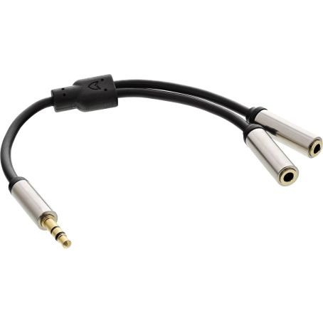 Product thumbnail Jack-Audiosplitter | 3,5mm Male - 2 x 3,5mm Female | 0.15 meter | Verguld