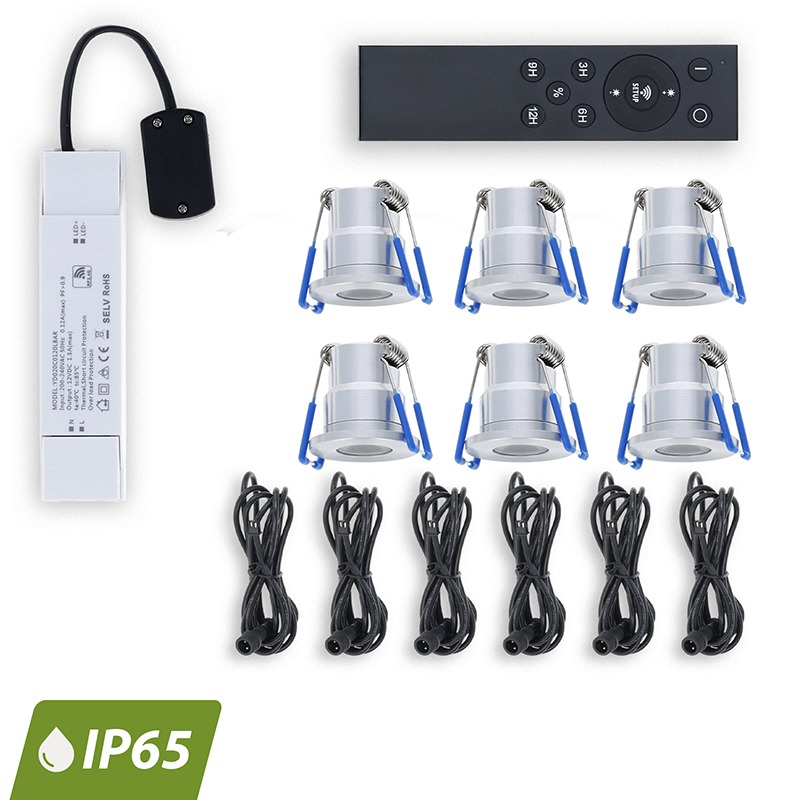 Product thumbnail LED VERANDA SPOTS | 6 STUKS + AFSTANDSBEDIENING | RVS | IP65