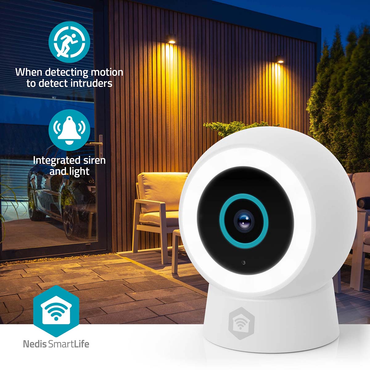 SmartLife Camera voor Buiten | Wi-Fi | Full HD 3MP | IP65 | Nachtzicht | Wit - Afbeelding 6