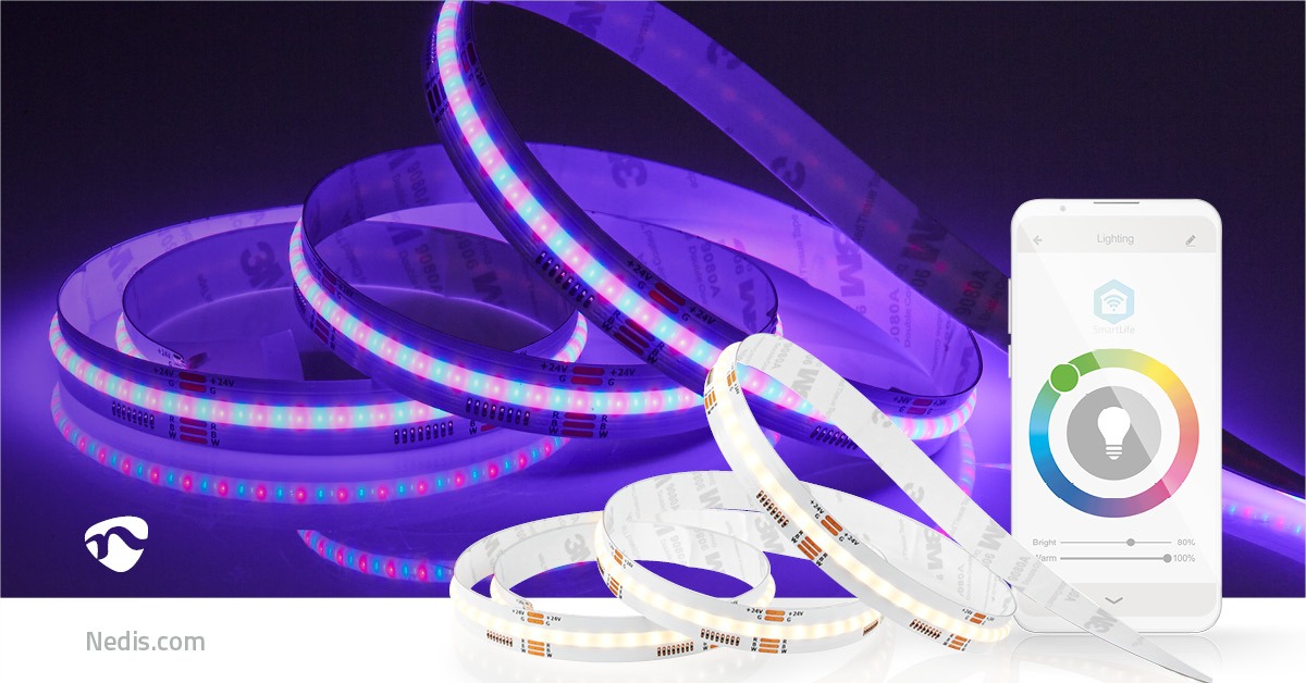 SmartLife COB LED Strip | WiFi | RGB + 2700K | 2 mtr | IP20 | 860LM