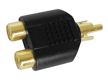 Product thumbnail Mono-Audio-Adapter RCA Male - 2x RCA Female Zwart Verguld
