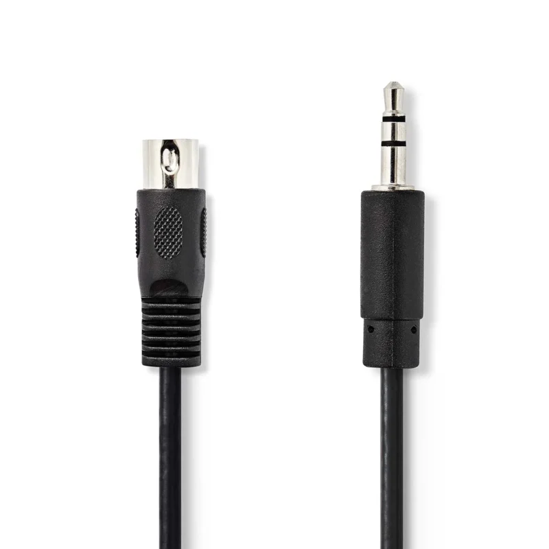 Product thumbnail DIN-Audiokabel | DIN 5-Pins Male | 3.5mm Jack Male | Vernikkeld | 1.00 m | Zwart