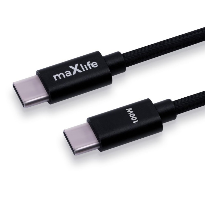 USB 2.0 Kabel | USB-C naar USB-C | Zwart | Omvlochten | 1 meter | 100 W