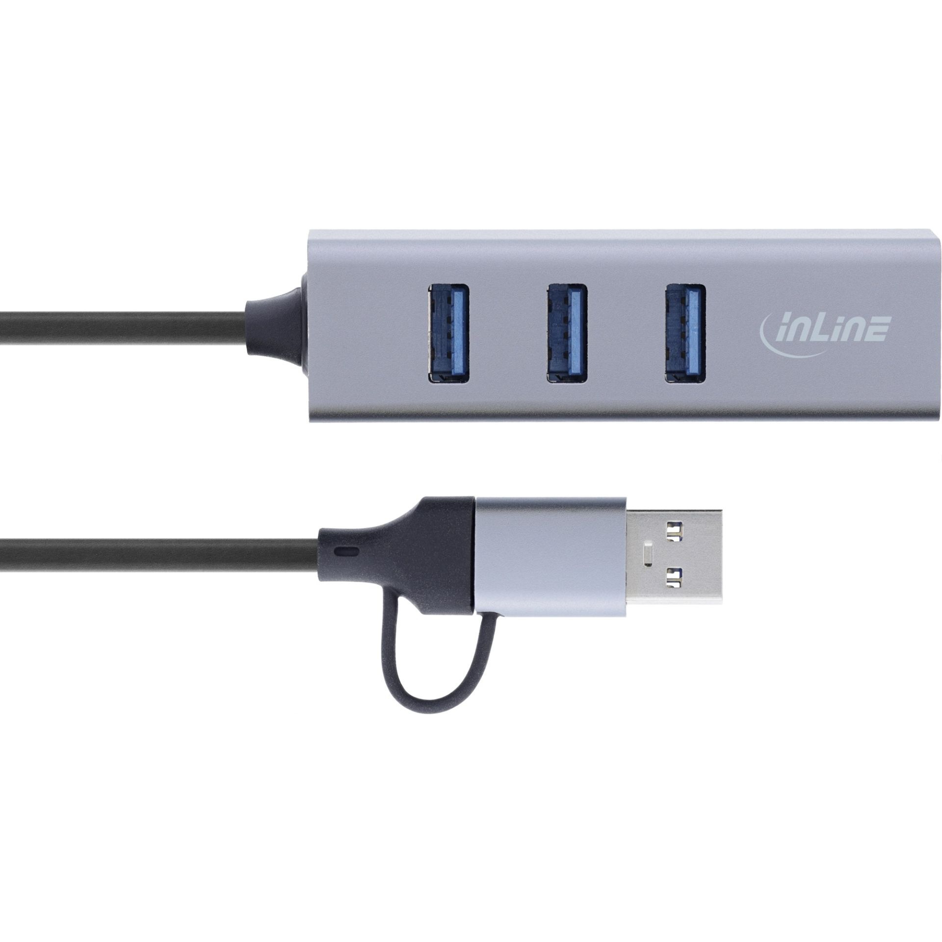 USB 3.2 Gen1 | 1 Gbps Netwerkadapter | USB-A / USB-C Male | RJ45 Female | 0.20 meter | 3-poorts HUB - Afbeelding 3