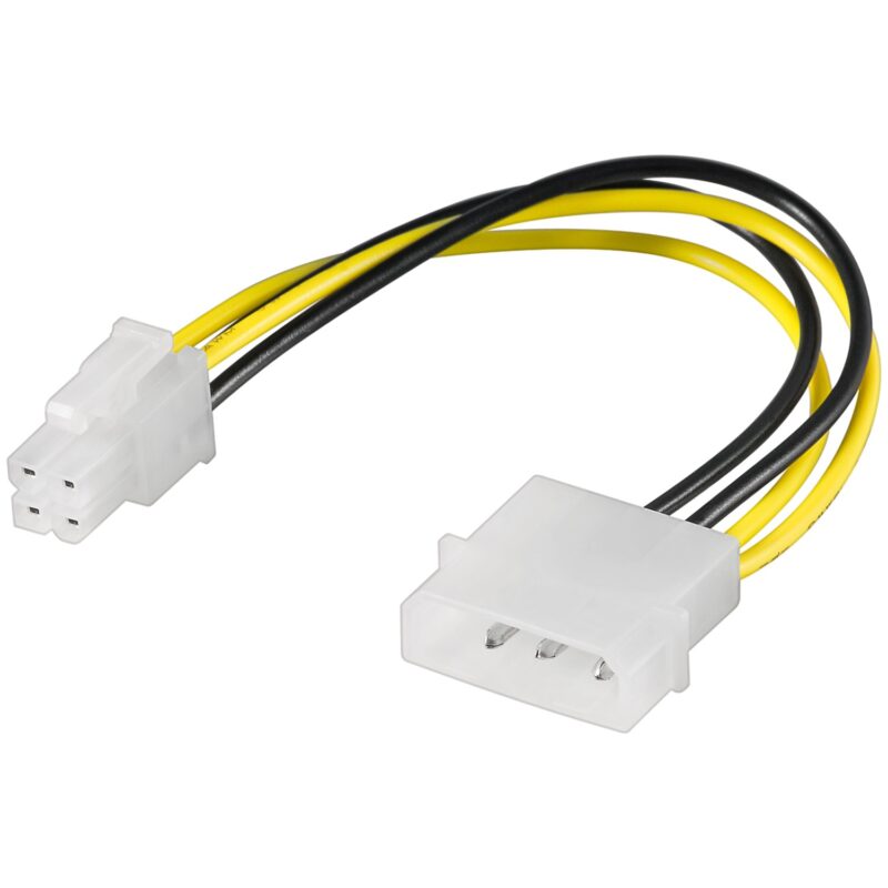 Product thumbnail Interne Voedingskabel | Molex Male | ATX12V P4 Male | 0.15 meter | Geel/Zwart