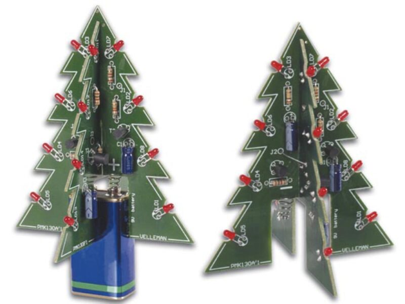 Product thumbnail Soldeerkit, DIY, 3D-kerstboom, 16 knipperende rode LEDs, personaliseerbaar